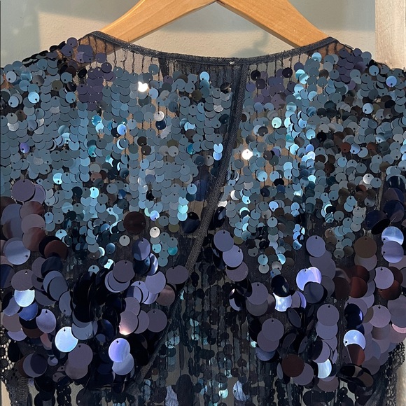 Free people Melrose sequin n lace nwt holiday backless midnight blue bodysuit M - Picture 14 of 14